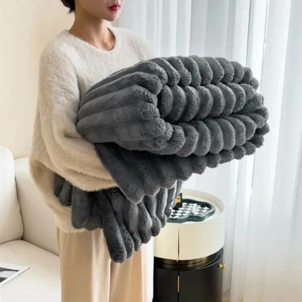 Cozy Striped Throw Blanket for Sofa, Bed, and Living Room