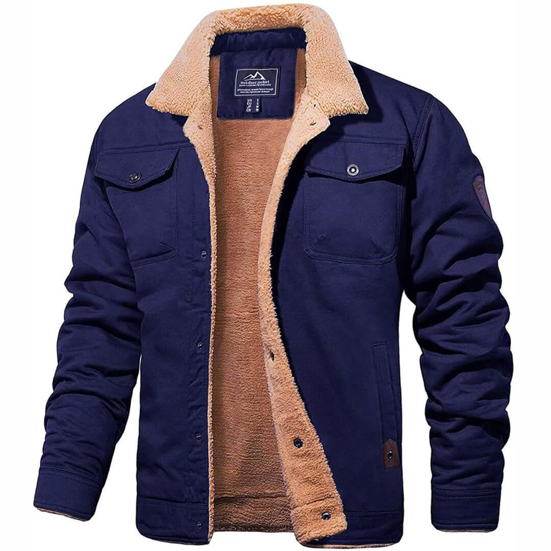 Adam | Mens Vintage Bomber Jacket with Rib-Knit Cuffs | Soft Warm Lining, Front Zip | Navy, Khaki, Olive and More S-5XL