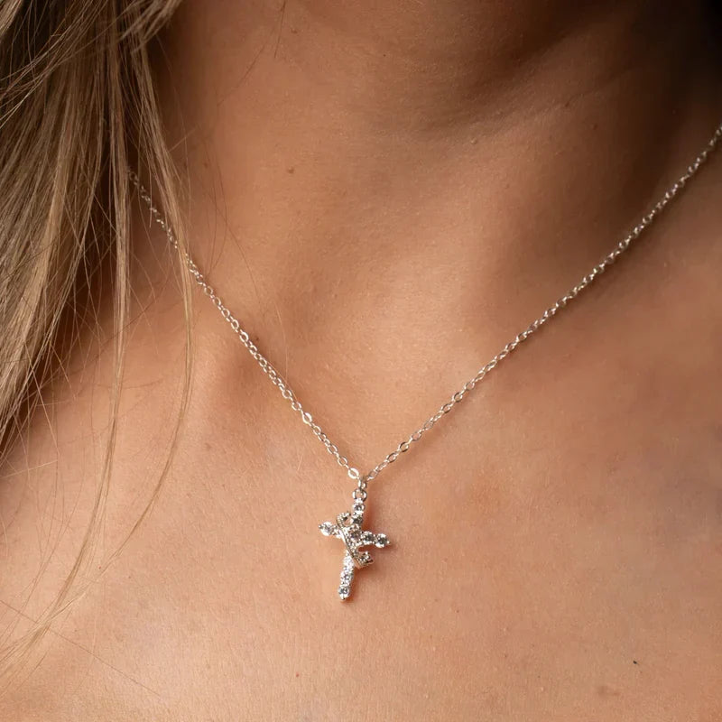 Cross & Crown | Zircon Necklace with 18k Gold Plating