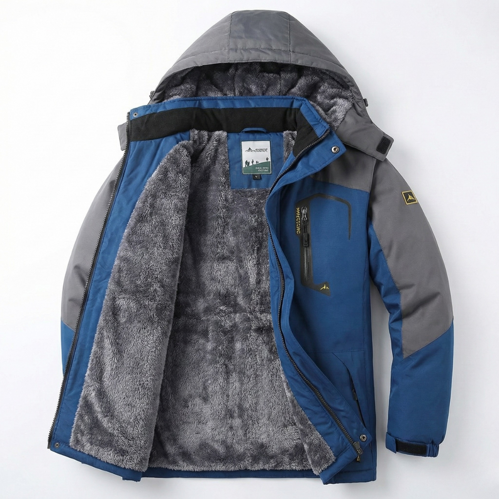 Men's Hooded Winter Jacket, Long Sleeves, Zip Front