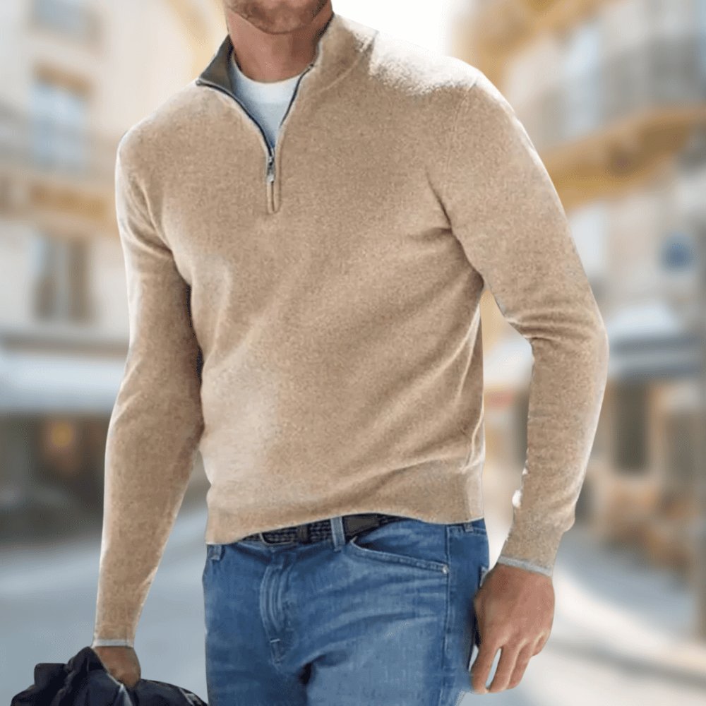 Roland | Mens Casual Sweater with Zip Collar — Zip-Collar Casual Knit in 8 Colors | Westmere