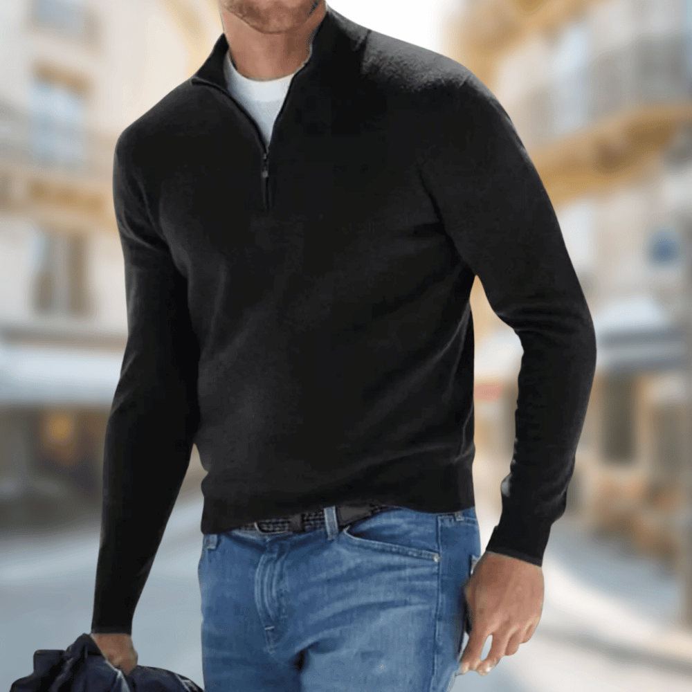 Roland | Mens Casual Sweater with Zip Collar — Zip-Collar Casual Knit in 8 Colors | Westmere