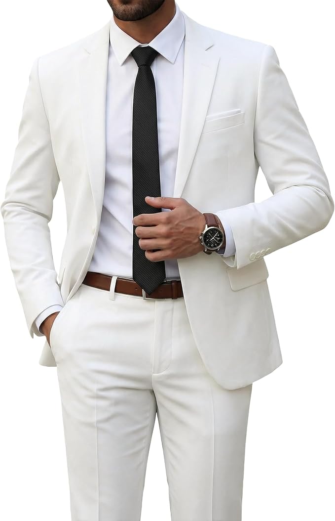 Men's Slim Suit Set, Notched Lapel, Two-Piece Formal Outfit