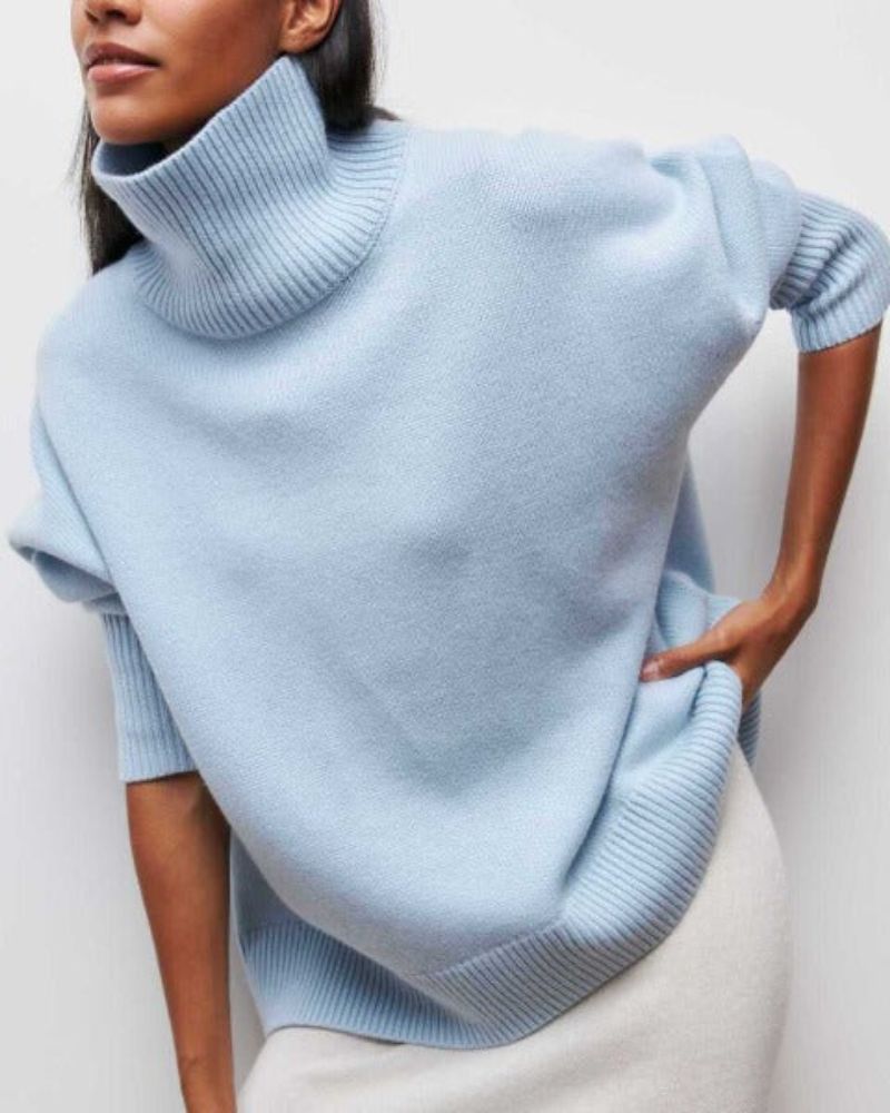 Women's Turtleneck Sweater with Button Front