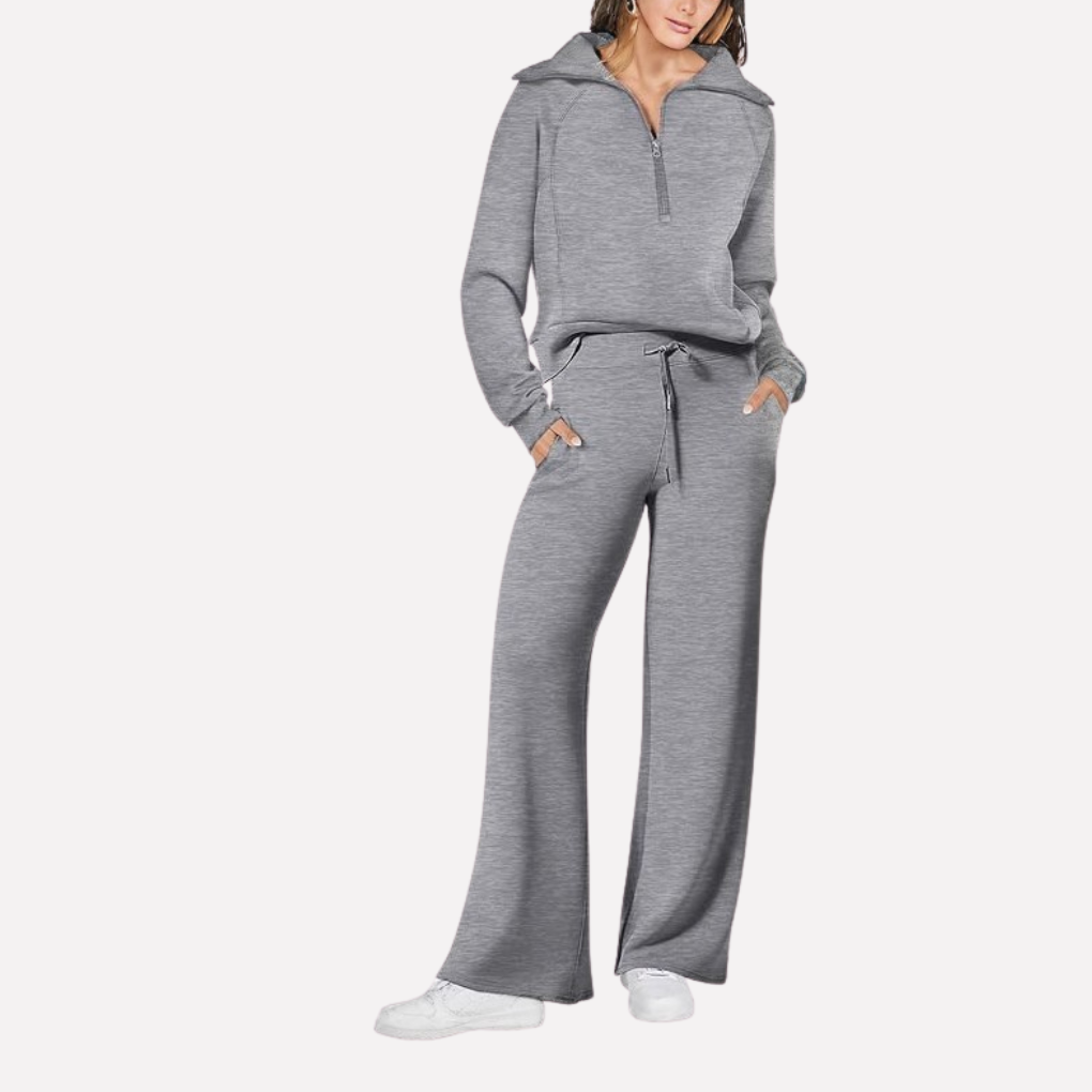 Women's Wide Leg Travel Set – Relaxed Top & Matching Trousers Set
