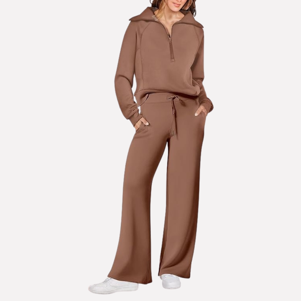 Women's Wide Leg Travel Set – Relaxed Top & Matching Trousers Set