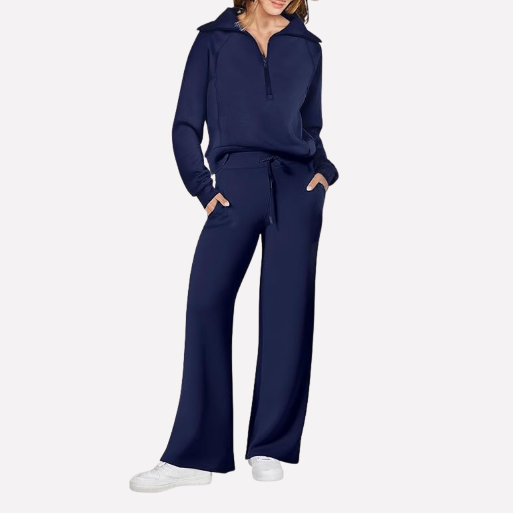 Women's Wide Leg Travel Set – Relaxed Top & Matching Trousers Set