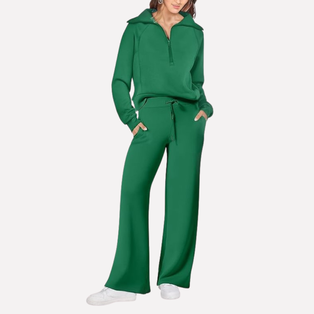 Women's Wide Leg Travel Set – Relaxed Top & Matching Trousers Set