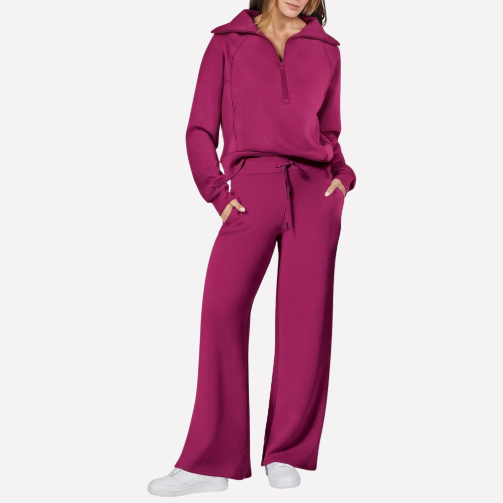 Women's Wide Leg Travel Set – Relaxed Top & Matching Trousers Set