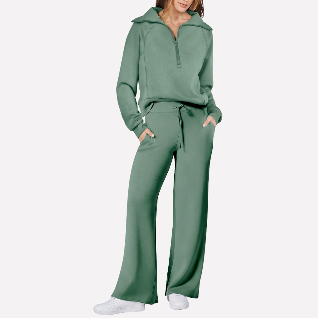 Women's Wide Leg Travel Set – Relaxed Top & Matching Trousers Set