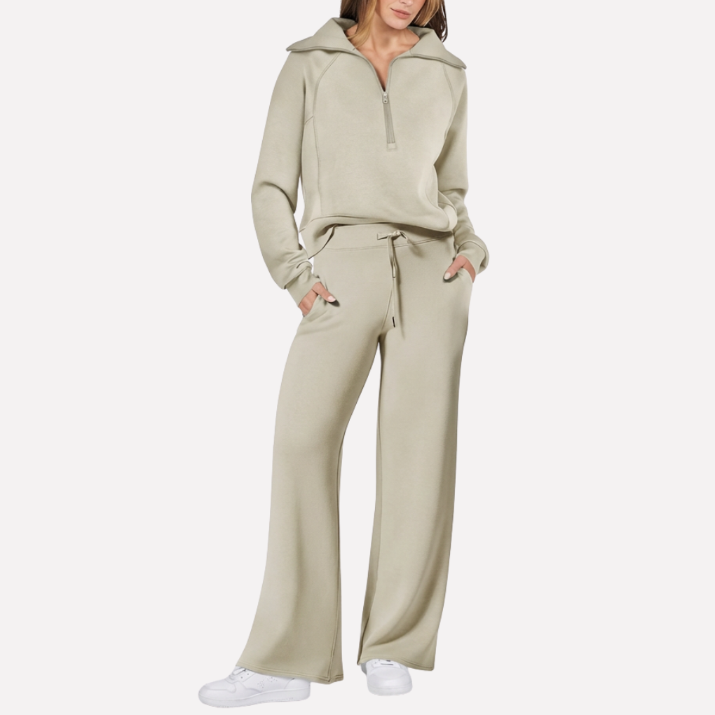 Women's Wide Leg Travel Set – Relaxed Top & Matching Trousers Set