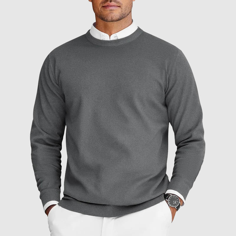 Tony | Mens Crew Neck Sweater in Soft Lightweight Knit | Solid Color, Clean Look | Black, White, Gray and More S-XXL