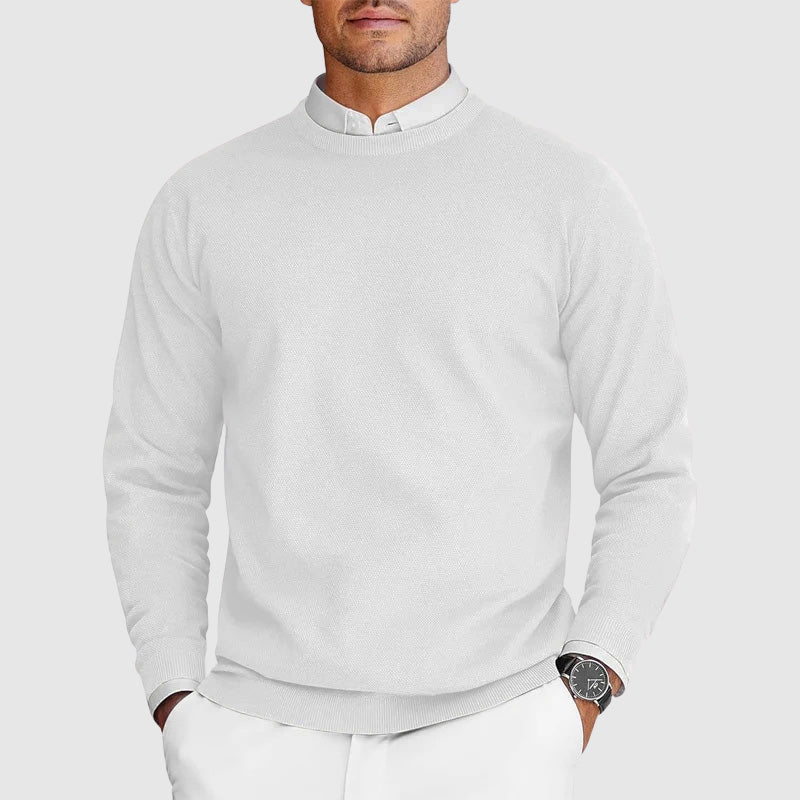 Tony | Mens Crew Neck Sweater in Soft Lightweight Knit | Solid Color, Clean Look | Black, White, Gray and More S-XXL