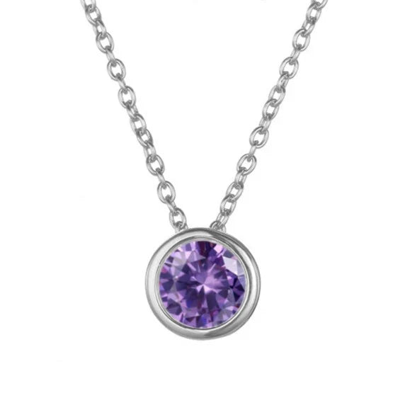 Birthstone Necklace White Gold Dainty Pendant for Women