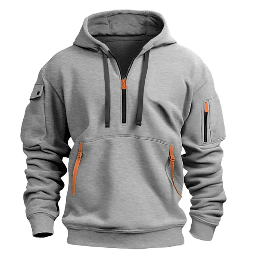 Samuel | Mens Hoodie with Zip Pockets | Contrast Zippers, Soft Warm Fabric | Navy, Black, Gray, Khaki and More S-5XL