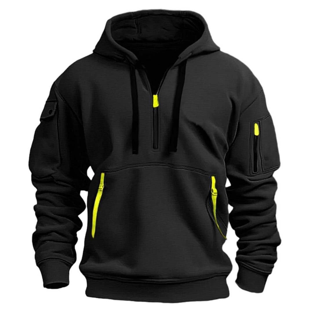 Samuel | Mens Hoodie with Zip Pockets | Contrast Zippers, Soft Warm Fabric | Navy, Black, Gray, Khaki and More S-5XL