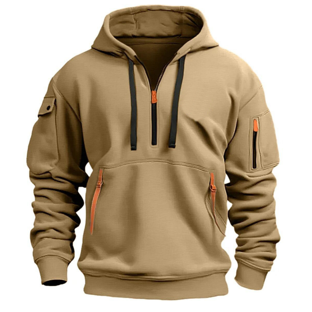 Samuel | Mens Hoodie with Zip Pockets | Contrast Zippers, Soft Warm Fabric | Navy, Black, Gray, Khaki and More S-5XL