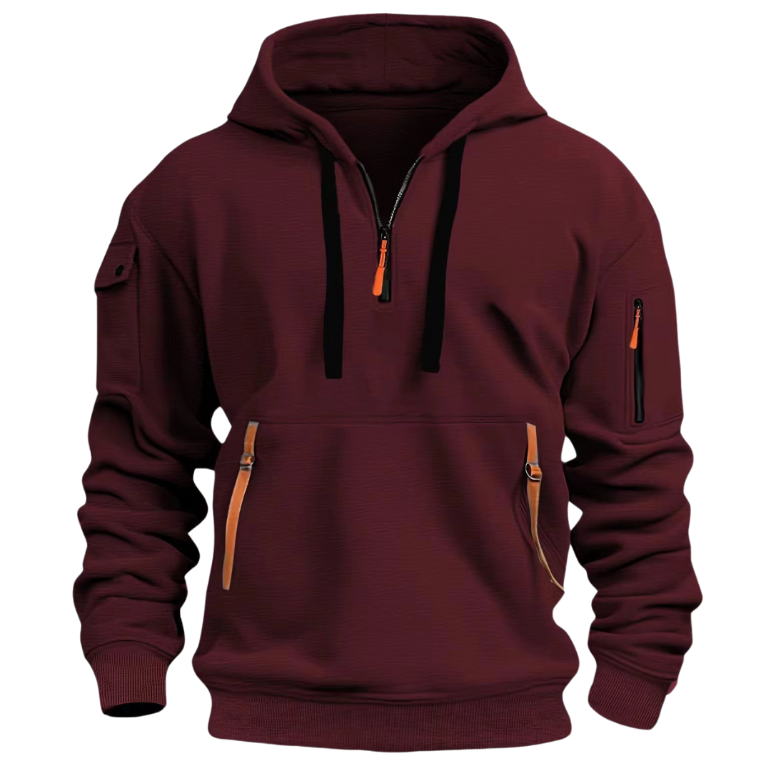 Samuel | Mens Hoodie with Zip Pockets | Contrast Zippers, Soft Warm Fabric | Navy, Black, Gray, Khaki and More S-5XL