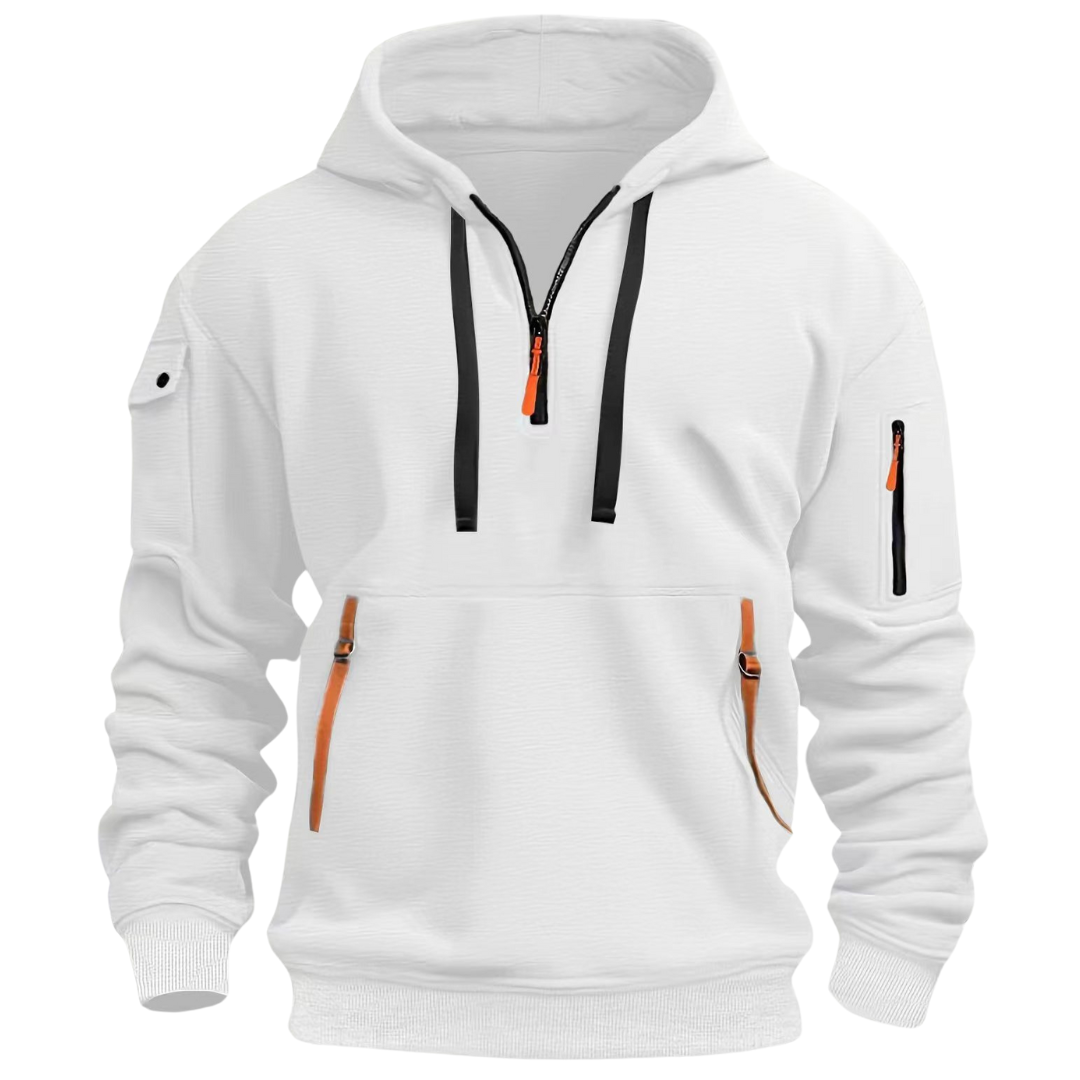 Samuel | Mens Hoodie with Zip Pockets | Contrast Zippers, Soft Warm Fabric | Navy, Black, Gray, Khaki and More S-5XL