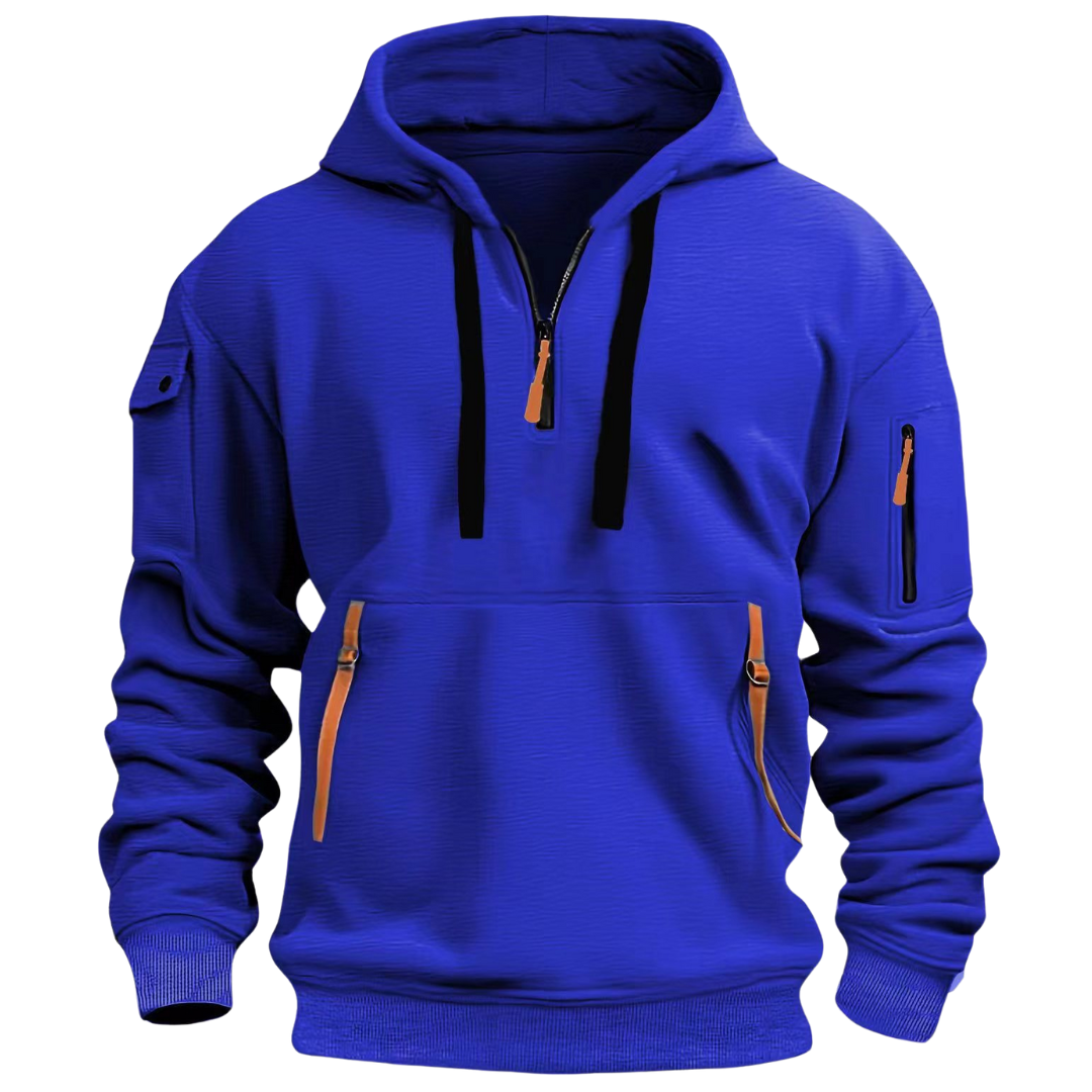 Samuel | Mens Hoodie with Zip Pockets | Contrast Zippers, Soft Warm Fabric | Navy, Black, Gray, Khaki and More S-5XL