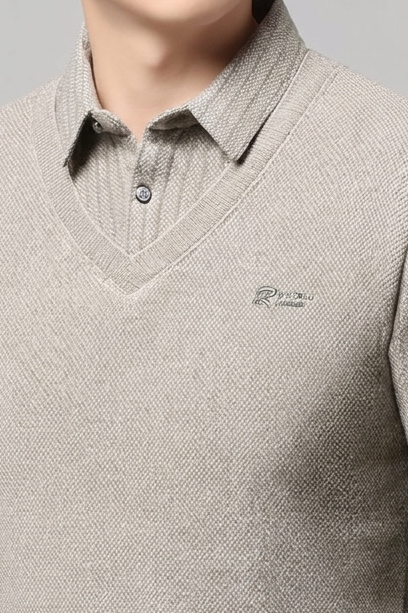 Men's Layered V-Neck Knit Jumper, Long Sleeves