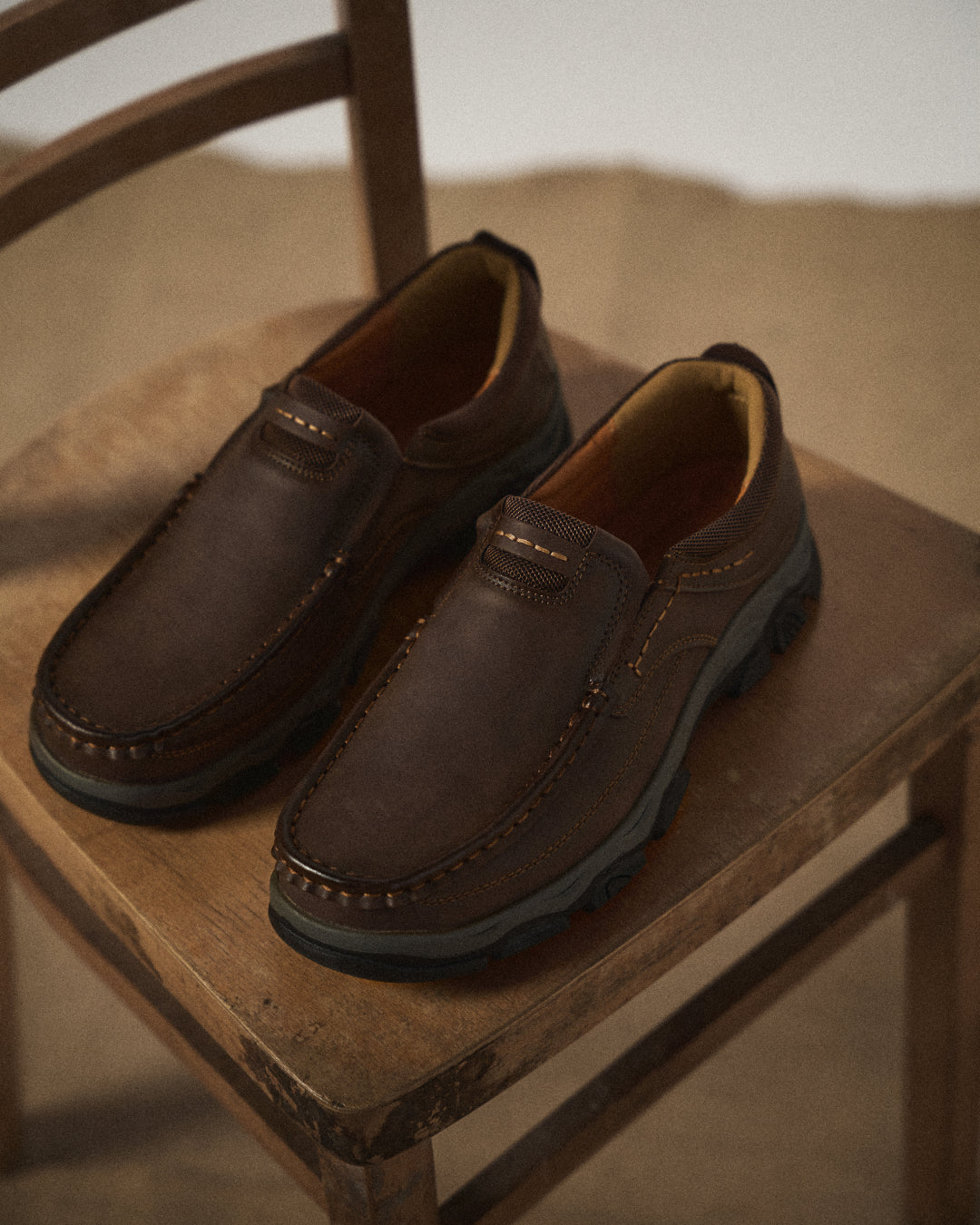 Men's Casual Moc Toe Loafers, Slip-On Design