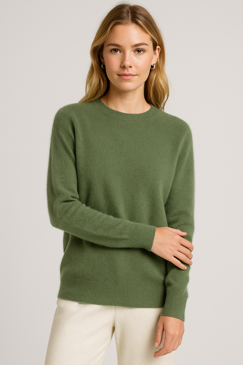 Women's Classic Crewneck Sweater, Long Sleeves, Ribbed Trims