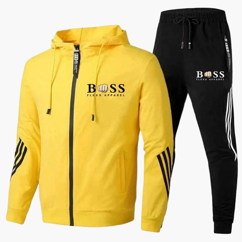 Men's Hooded Tracksuit Set, Zip Jacket, Tapered Trousers
