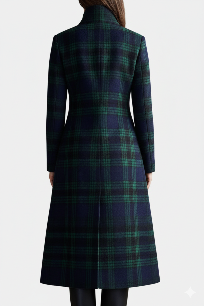 Women's Coat with Check Pattern