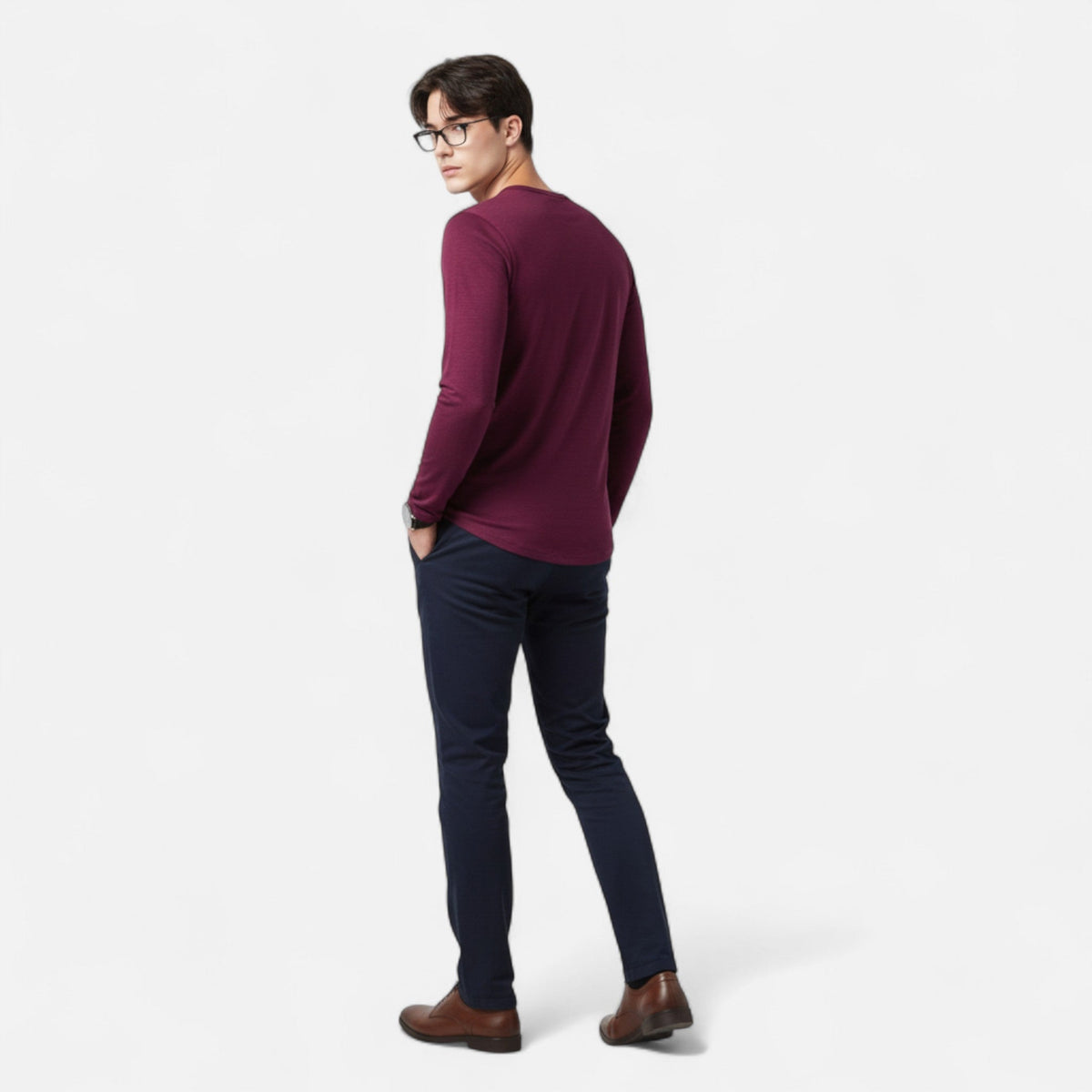 Men's Long Sleeve Henley Shirt, Slim Fit, Button Placket