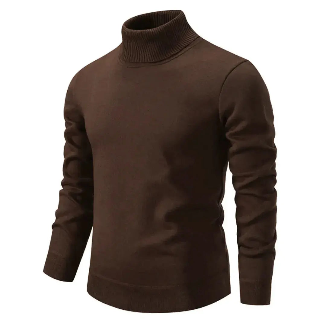 Jason | Mens Turtleneck Sweater in Soft Knit Blend | Tailored Fit, Breathable | Brown, Gray, Black and More XS-XXXL