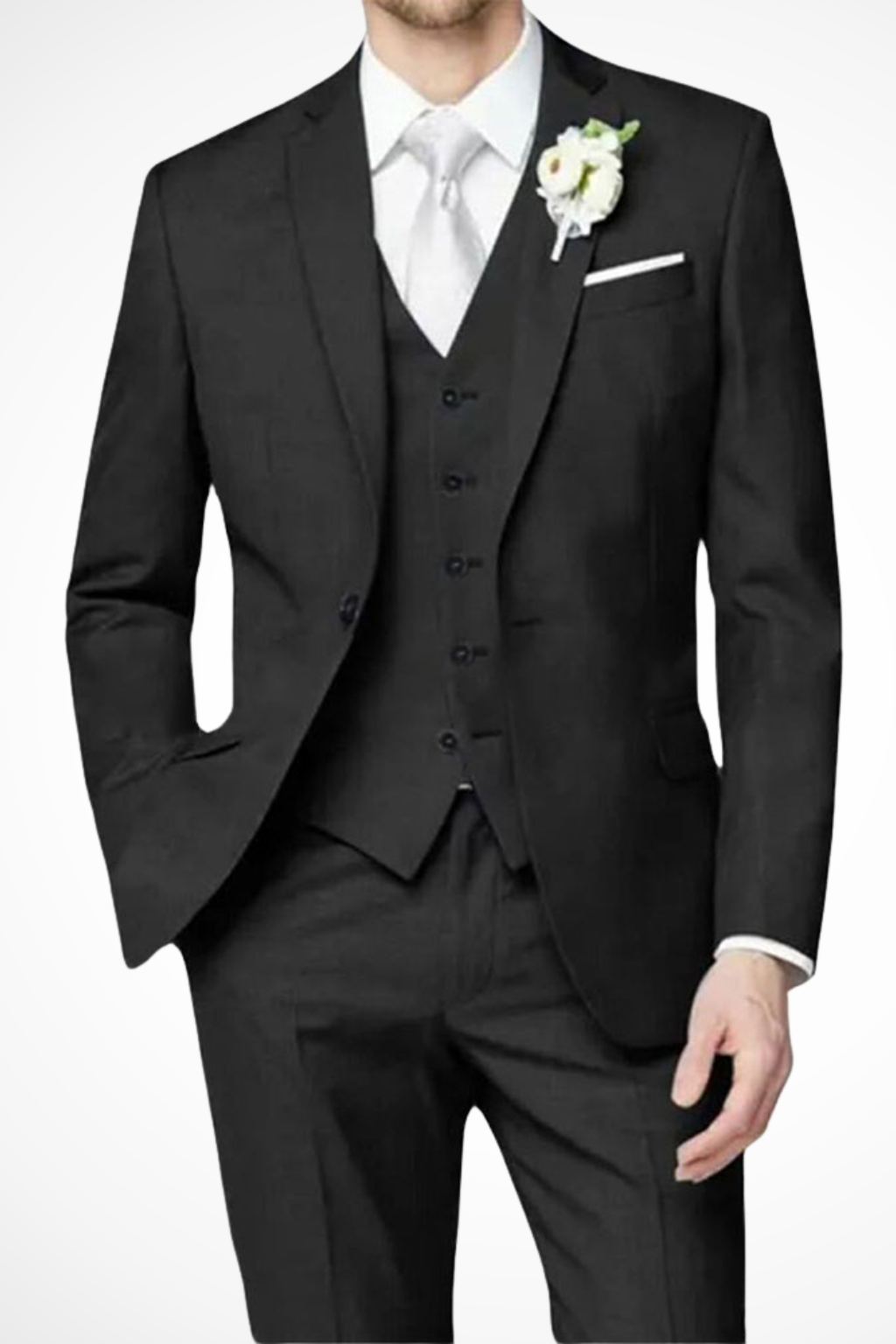 Men's Three-Piece Notch Lapel Suit, Single-Breasted