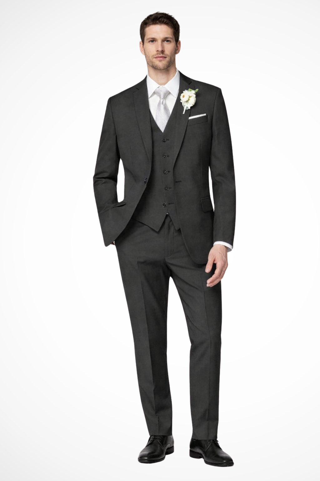 Men's Three-Piece Notch Lapel Suit, Single-Breasted