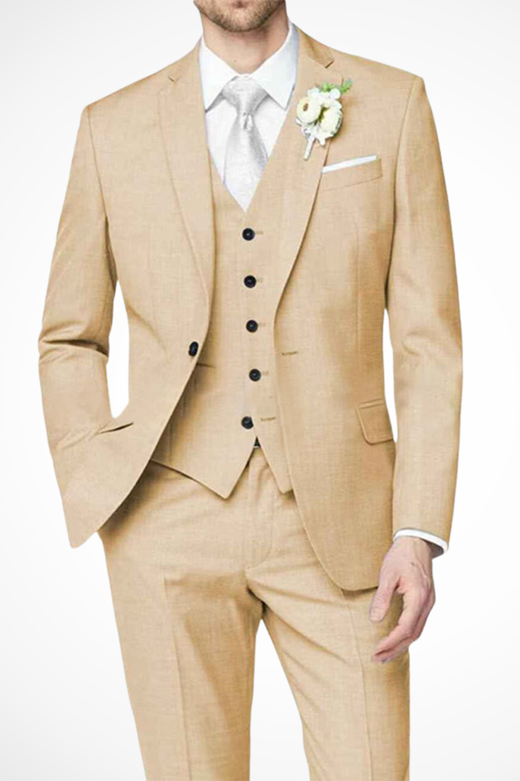 Men's Three-Piece Notch Lapel Suit, Single-Breasted