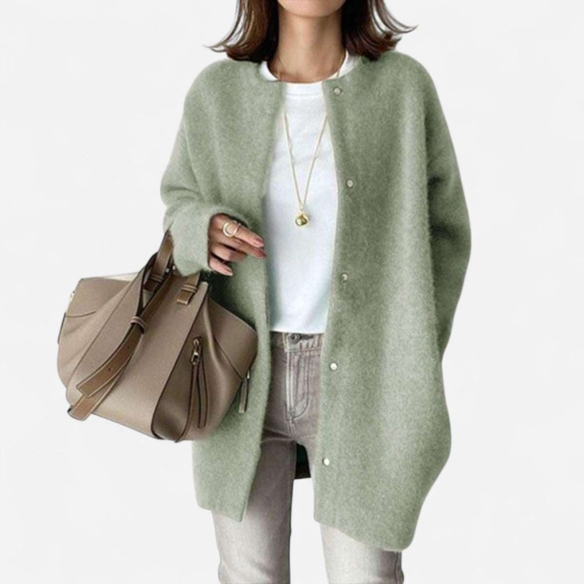 Liliane | Womens Cashmere Cardigan, Open Front | Lightweight, Warm, Long Sleeves | Khaki Brown, Black and More S-2XL
