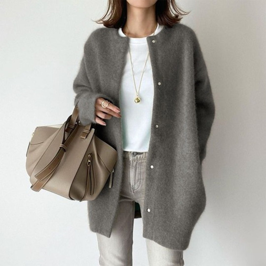 Women's Ribbed Long Sleeve Cardigan – Relaxed Knit Cardigan