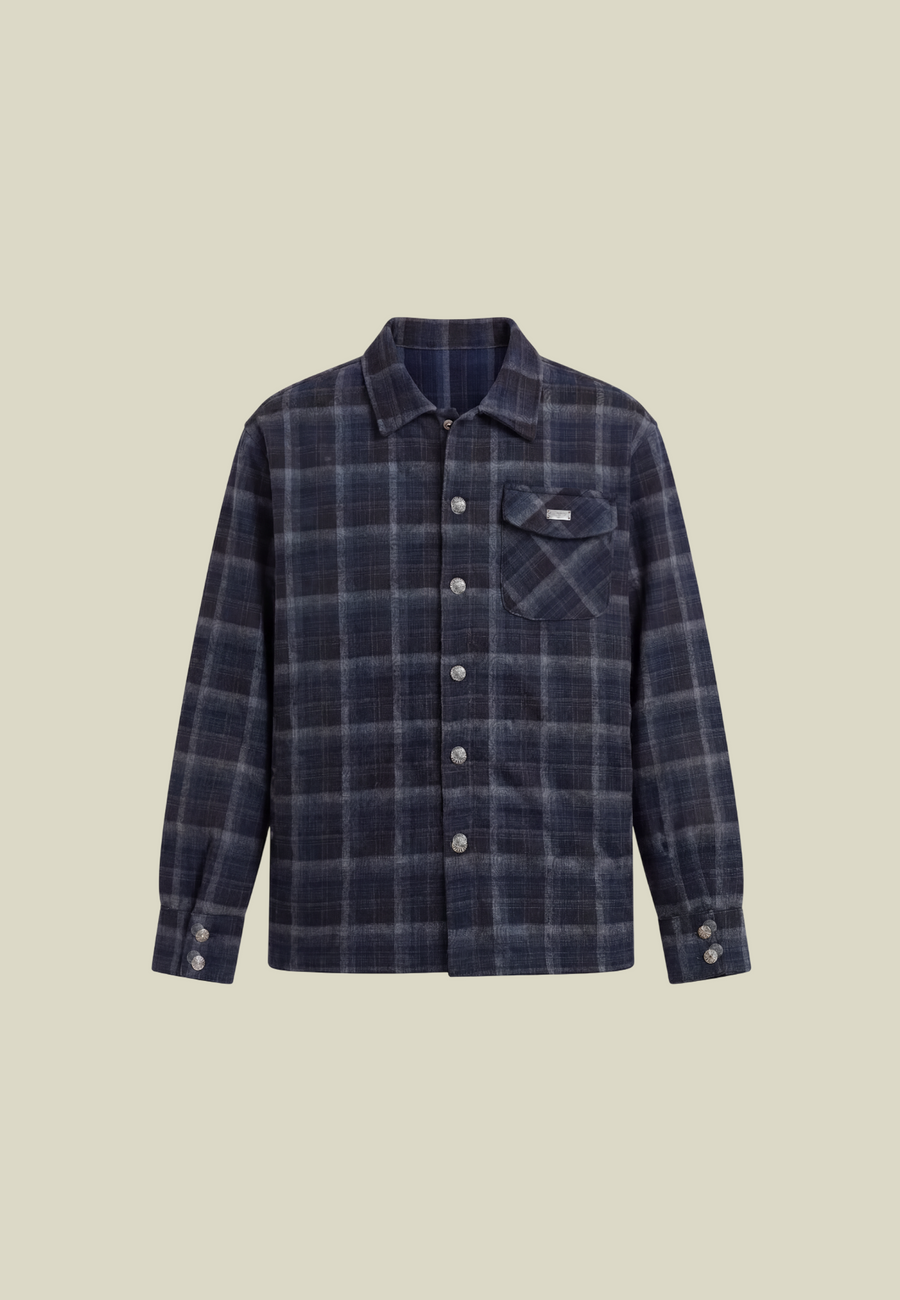 Men's Plaid Long-Sleeve Shirt, Button Front, Chest Pocket