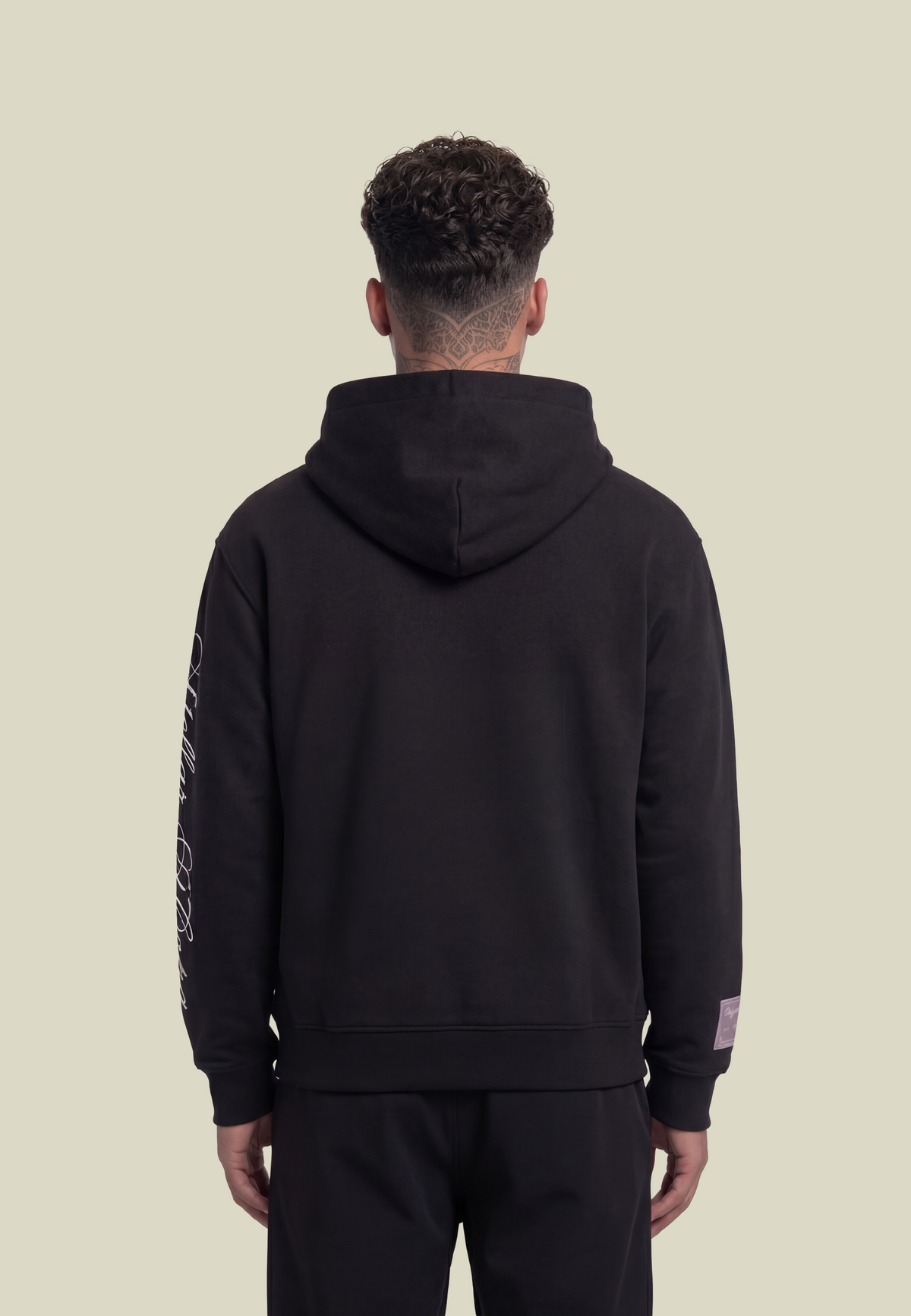 Unisex Black Graphic Pullover Hoodie, Long Sleeves, Front Pocket