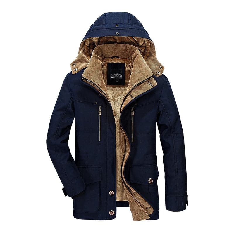 Men's Hooded Parka Jacket, Zip Front, Long Sleeves