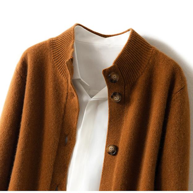 Lindsey | Womens Cashmere Blend Cardigan with Statement Buttons | Half-High Neck, Machine Washable | in 4 Colors XS-3XL