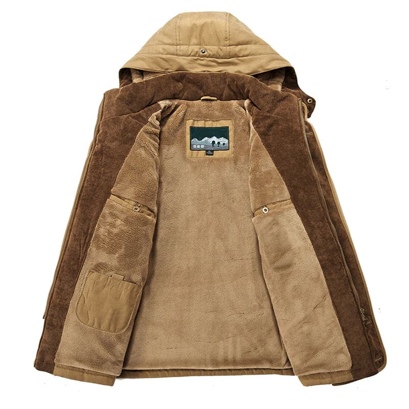 Men's Hooded Parka Jacket, Zip Front, Long Sleeves