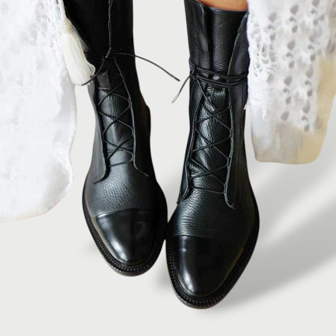 Women's Mid-Leather-Like Lace-Up Boots