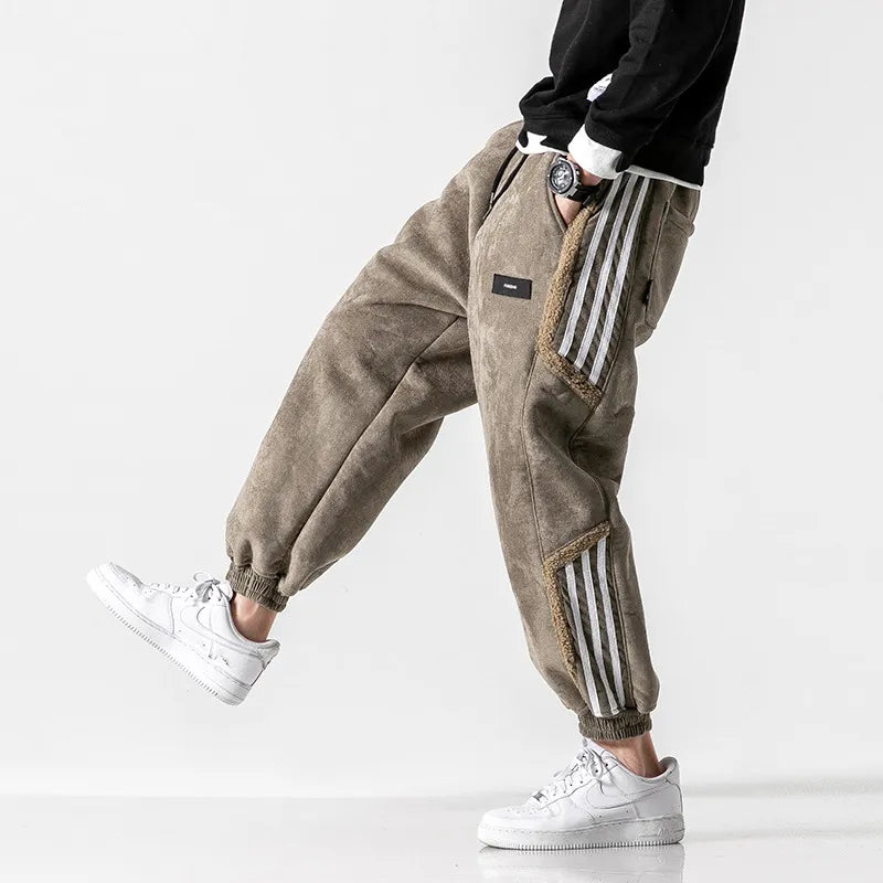 Men's Striped Jogger Pants, Drawstring Waist, Cuffed Ankles