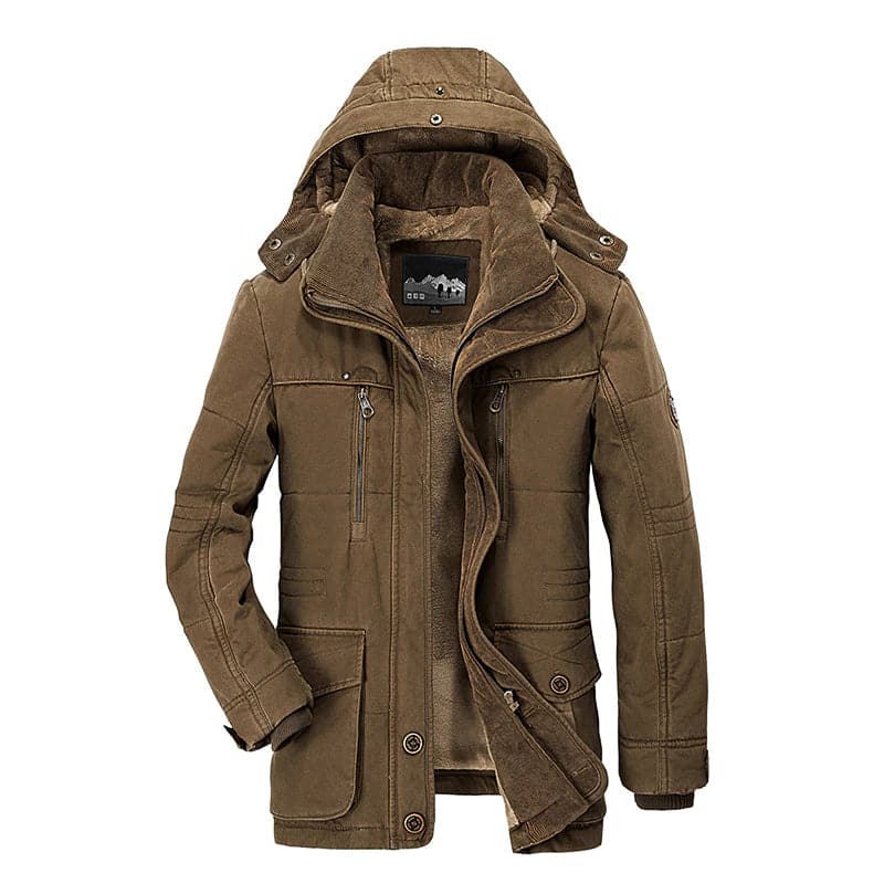Men's Hooded Parka Jacket, Zip Front, Long Sleeves