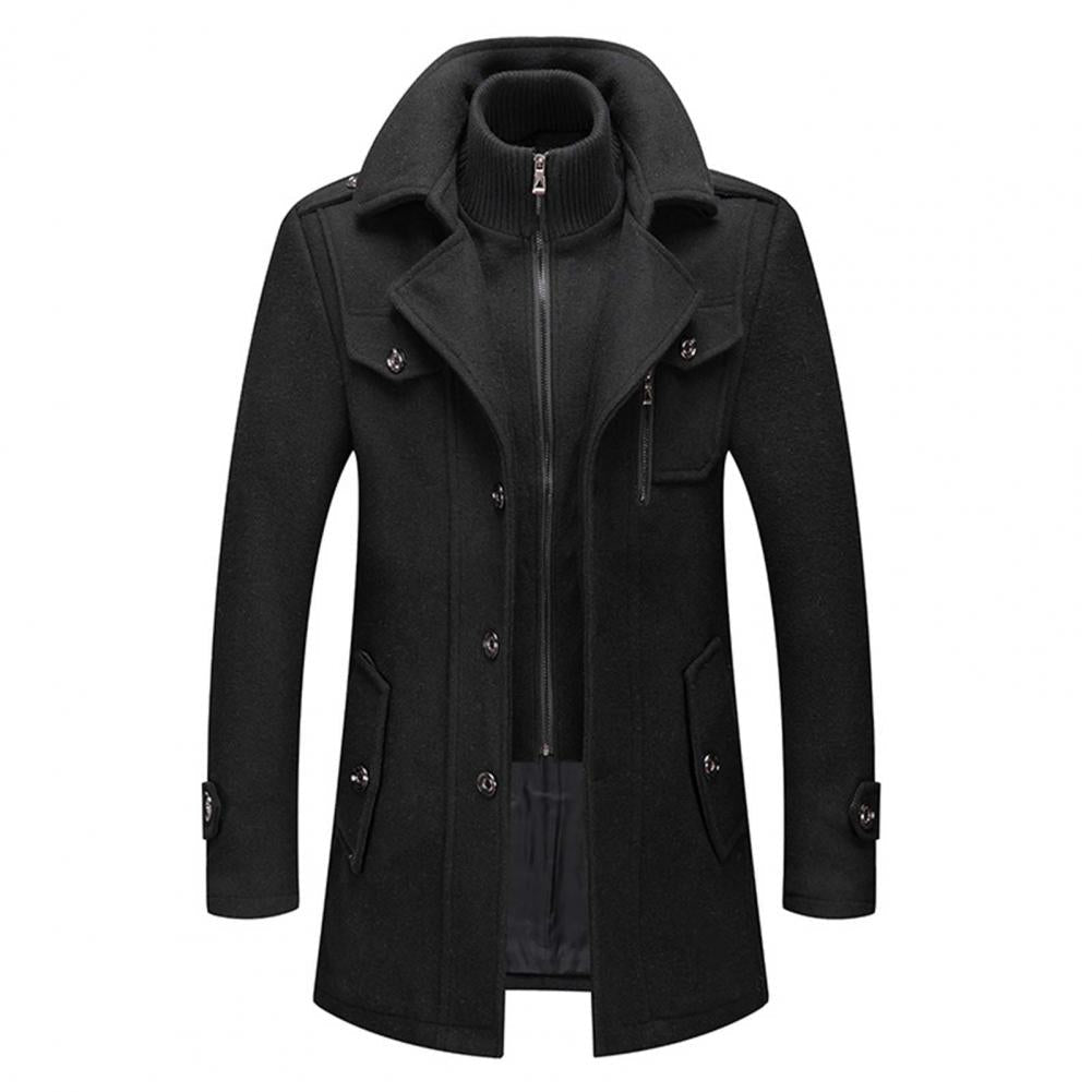 Men's Coat with Zip Closure and Pockets | For Winter | Size M-5XL | Black, Brown, Grey