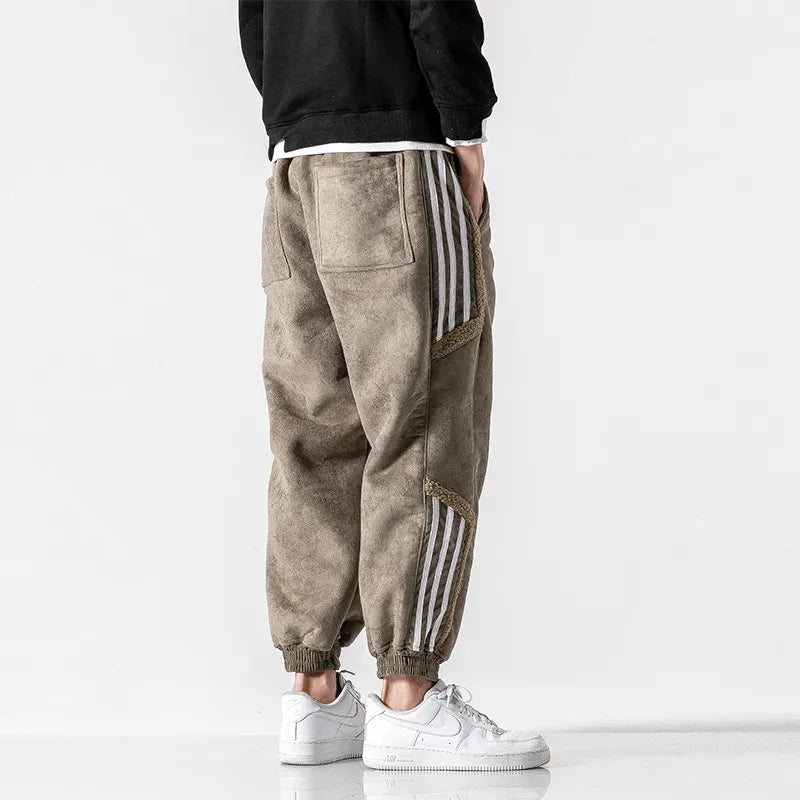 Men's Striped Jogger Pants, Drawstring Waist, Cuffed Ankles