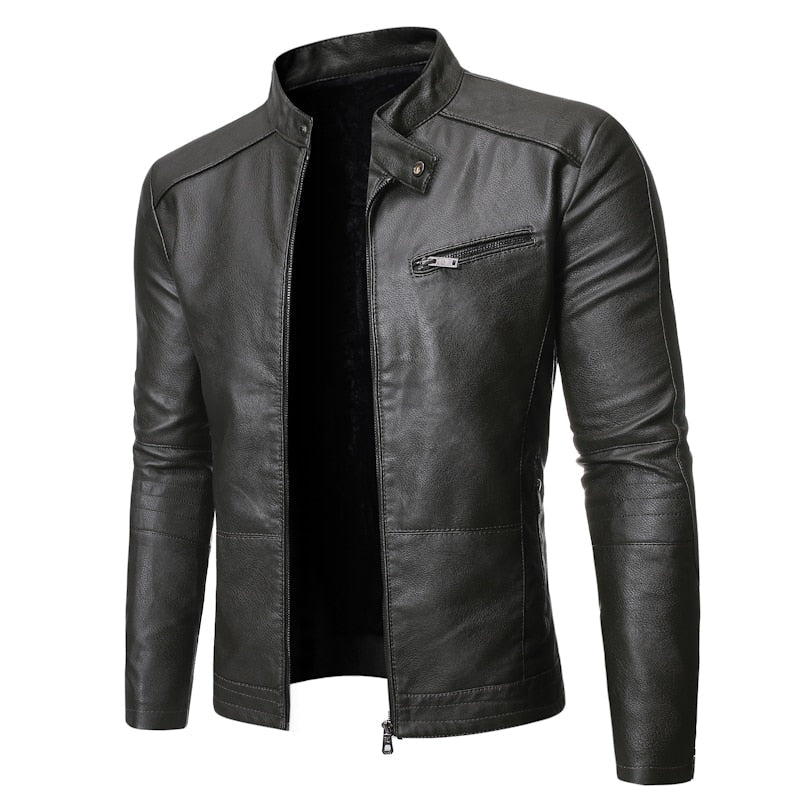 Men's Stand Collar Zip Jacket, Long Sleeves, Fitted Cut