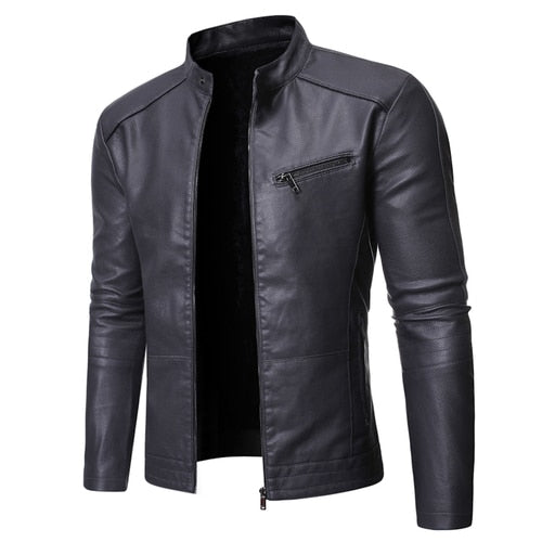 Men's Stand Collar Zip Jacket, Long Sleeves, Fitted Cut