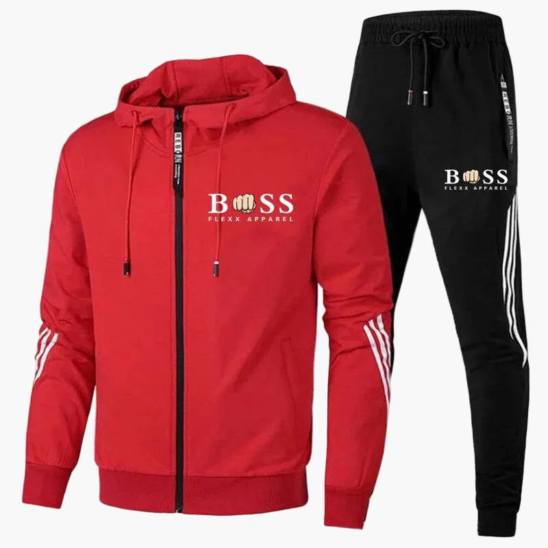 Men's Hooded Tracksuit Set, Zip Jacket, Tapered Trousers