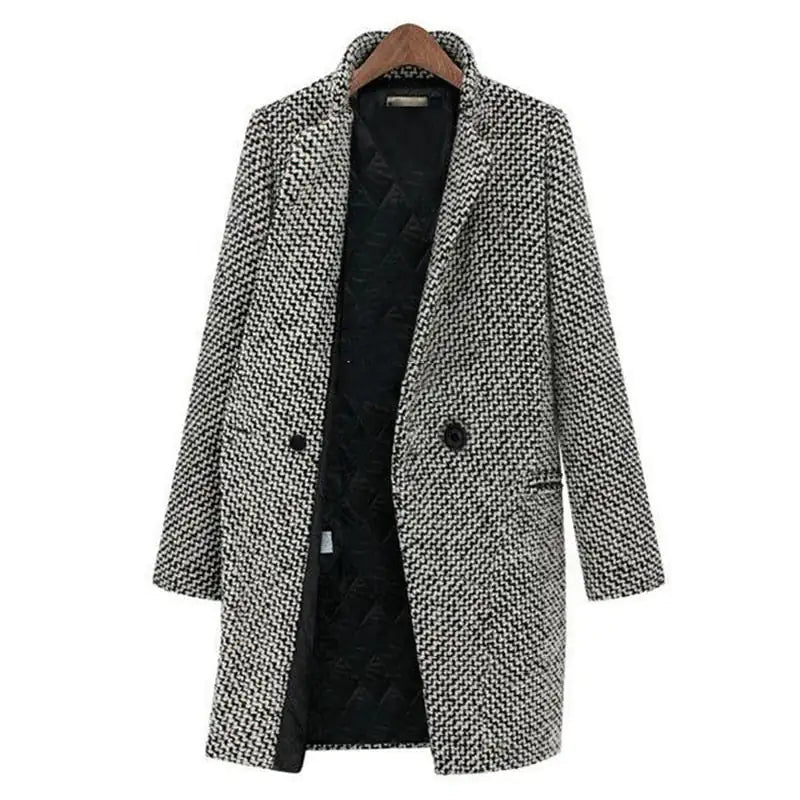 Long Women's Coat with Wool | For Winter | Size S-3XL